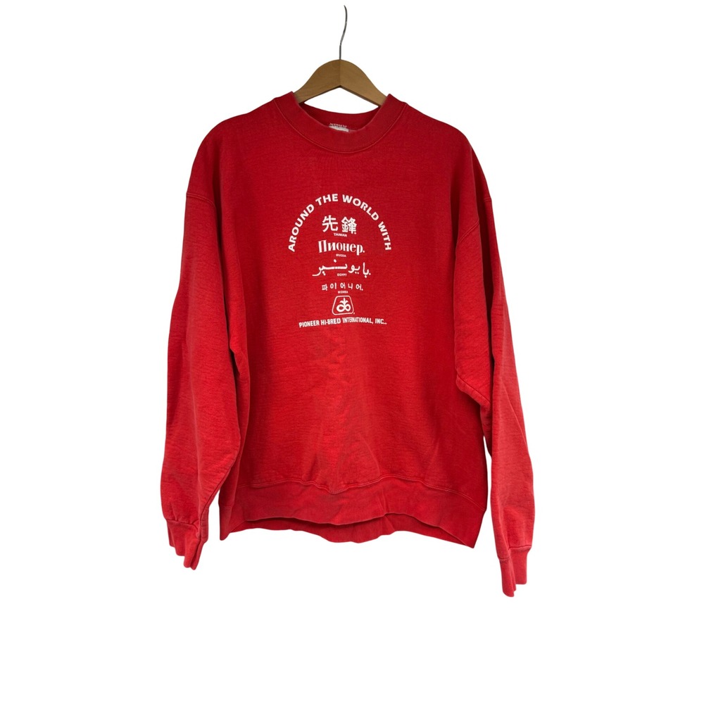 Vintage Pioneer Hi-Bred International Sweatshirt Red Fruit of the Loom XL USA